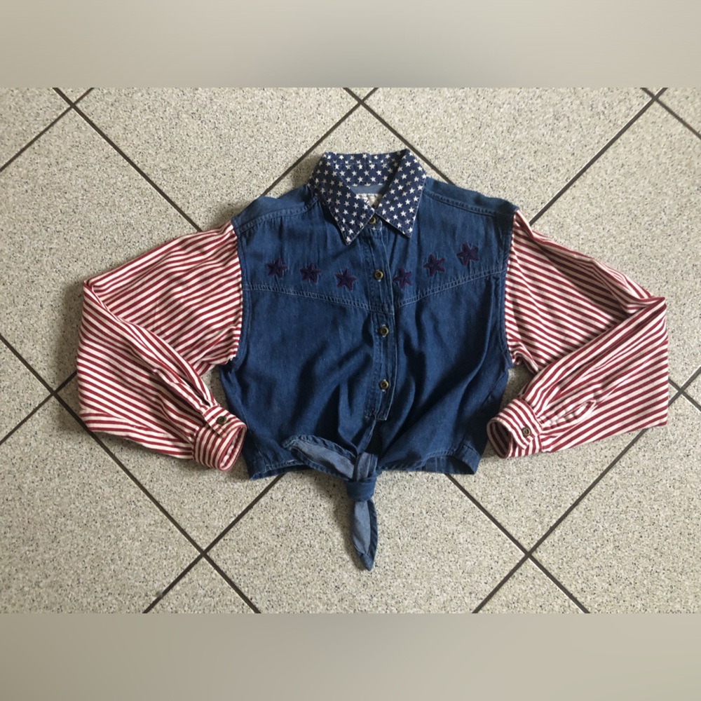 Vintage Denim Patriotic Americana Fourth Of July Top